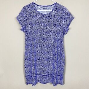 Lands' End Dress Womens Size XL 18‎ Blue Paisley Nylon Short Sleeve Summer Beach